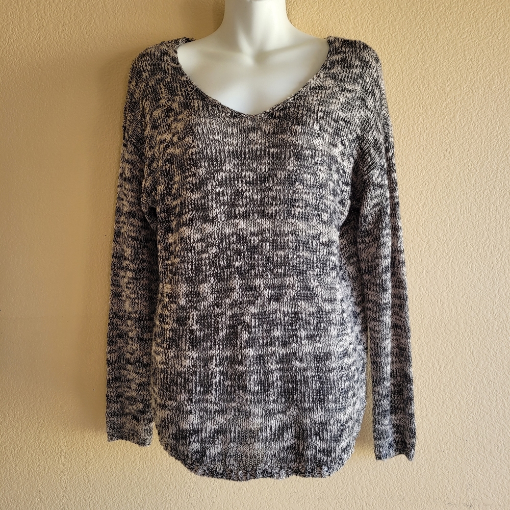 RDI Women's Pullover Loose Knit Sweater Marbel Multicolor V-Neck. Size M